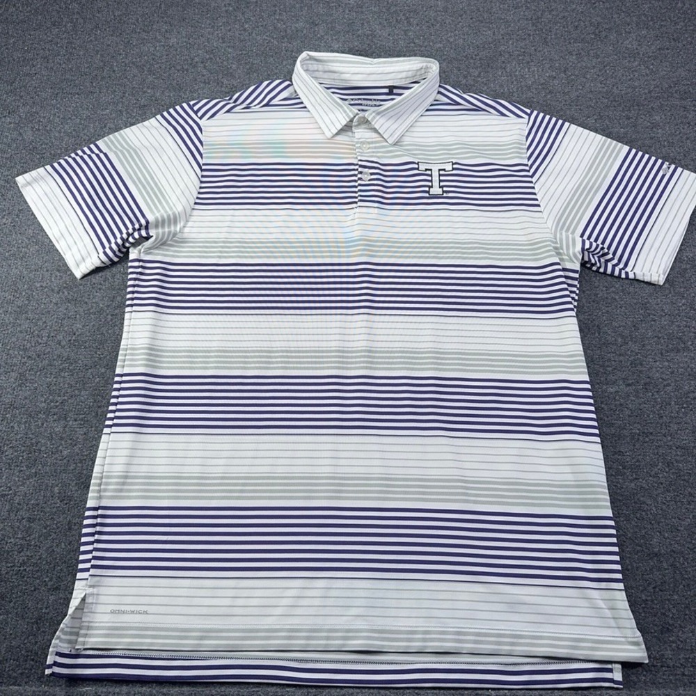 Columbia Golf Mens XL Tarleton State University Texans Omni-Wick Striped Polo